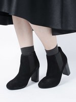 スエードサイドゴアヒールブーツ/L/ブラック