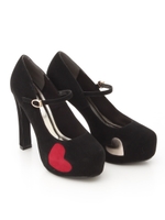 ハートアシメトリーパンプス/ブラック