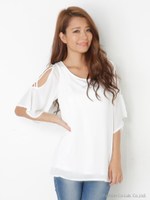 S GridショルダーフレアTOP/WHT