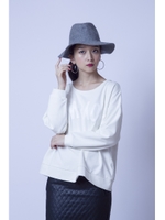 【AZUL by moussy】度詰裏毛NEW YORKドロップショルダープルオーバー/O/WHT
