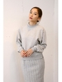 【AZUL by moussy】裏毛ZIPクロプト長袖プルオーバー/O/WHT