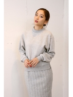 【AZUL by moussy】裏毛ZIPクロプト長袖プルオーバー/O/WHT