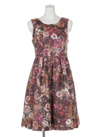 フラワーフィルムジャガードワンピース/ブルー