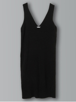 ミラノリブVネックIラインワンピース/ブラック