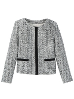 [L]ファンシーツイードノーカラージャケット/ブラック(419)