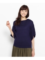 フレアプリーツ袖ニットプルオーバー/ネイビー(093)