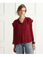 小紋ボウタイブラウス/ボルドー(164)