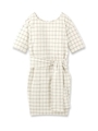 SONO ウエストリボン付ウインドペン柄ワンピース/アイボリー(104)