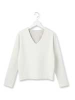 ◆シルケットスムースVネックプルオーバー/ライトベージュ(051)