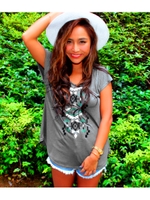 【anap mimpi】ネイティブ刺繍VネックTシャツ/GRY