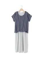 レイヤード風ドッキングワンピース/ネイビー(793)