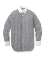 ロンドンストライプラウンドカラーシャツドレス/ネイビー(393)