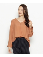 気流染めサテン前タックスキッパーシャツ/ネイビー(093)