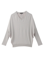 [L]リブドルマン異素材MIXニットトップス/グレー(012)