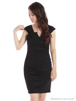 スリットネックタイトワンピース/グレー