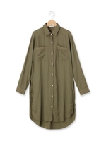 サイドスリットロングシャツ/ダークオリーブ(029)