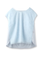 シアーペーズリー刺しゅうシャツ/サックス(490)