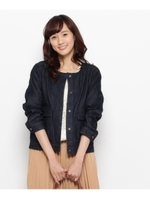 デニムノーカラージャケット/ネイビー(093)