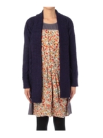 ブークレニットカーデ×花柄ワンピ SET/ブルー(092)