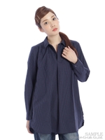 【ＷＥＢ限定】チュール重ねスキッパーシャツ/ブルー