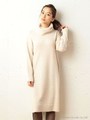 アルパカニットタートルネックワンピース/グレー