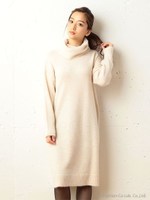 アルパカニットタートルネックワンピース/グレー
