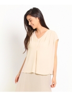 プリーツVネックシャツ/ブラック(019)