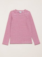 リボン刺繍表起毛ボーダー長袖Tシャツ/レッド