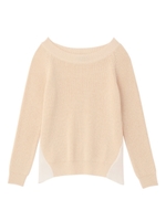 [L]裾異素材使いラメニット/オフホワイト(003)