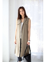 【AZUL by moussy】フィブリルサテンベルテッドベスト/KHA