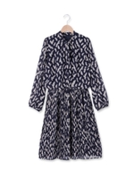 フェザープリントプリーツワンピース/ダークグリーン(123)