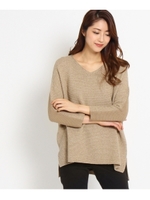 [L]メランジホールガーメントニット/ブラック(419)