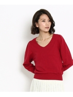 Vネックストレッチニット/ブルー(092)