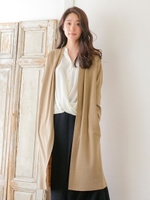 ハイゲージロングカーディガン/ベージュ