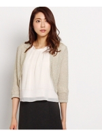 七分袖ラメニットカーディガン/ライトグレー(011)