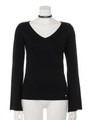 チョーカー付フレアスリーブニットTOPS/オフホワイト
