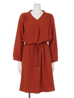 ブラウジングVネックワンピース/レンガ