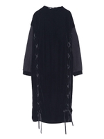 ベロアレースアップワンピース/イエロー