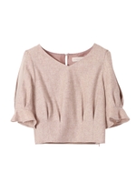 袖シフォンＶネックセットアッププルオーバー/ベージュ