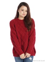 ケーブルクロスニット/カーキ