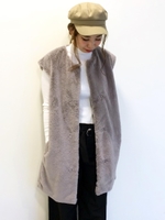 フェイクファーベスト/キャメル