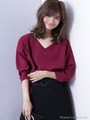 レイヤードタックドルマンブラウス/ボルドー