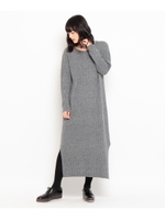 リブニットロングワンピース/ダークグレー(013)