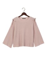 片畦肩開きワイドスリーブニット/サックス/A