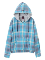 PLAID HOODED SHIRT/ブルー