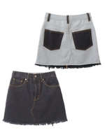 DENIM & SWEAT MIXED MINI SKIRT/インディゴ