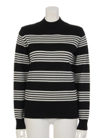 【BED&BREAKFAST】CASH WOOL STRIPE Bottle neck/BLACK