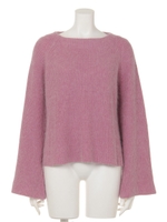 【Omekashi】アンゴラ混畦フレアプルオ/NAVY