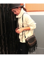 【chille anap】スリットデザインオフタートルニット/GRY