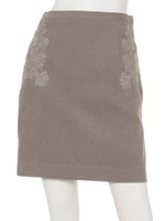 サイド花柄刺繍タイトスカート/クリーム